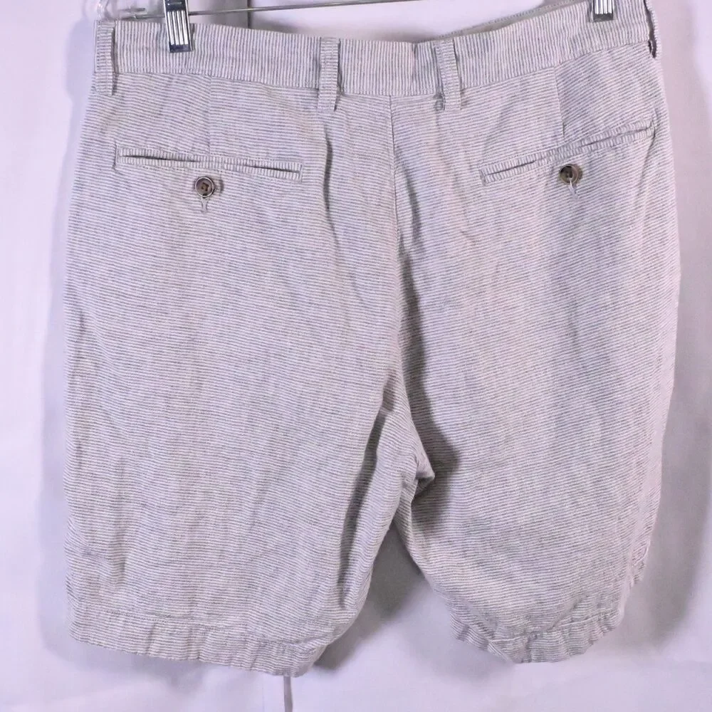 J Crew Gray White Stripe Linen Cotton Chino Shorts 9